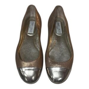 Jimmy Choo Gold and Silver Cap Toe Ballet Flats Women’s Size IT 36 US 6